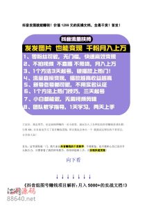 抖音发图就能赚钱！价值1299元的实操文档，全是干货！-江湖源码